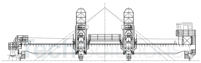 bridge double bucket wheel blending reclaimer drawing